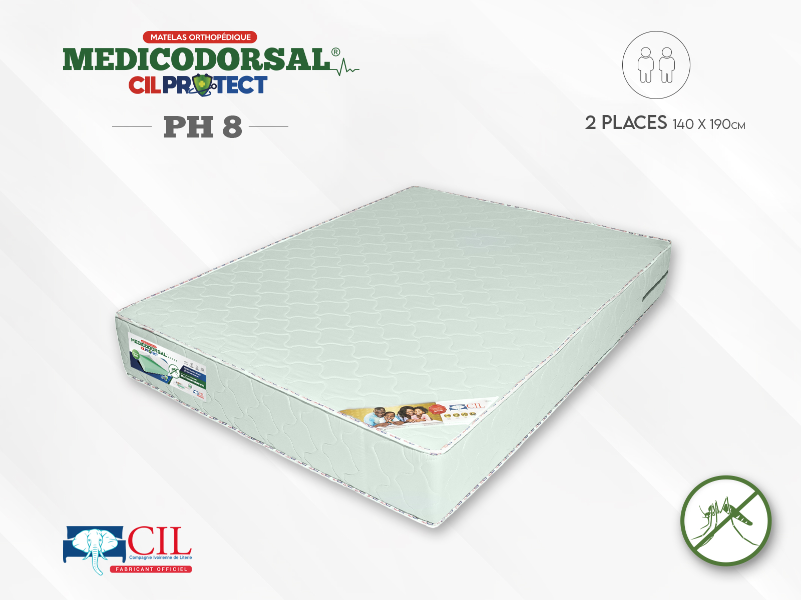 Medicodorsal CIL protect PH8 - 2 places - 140x190 cm