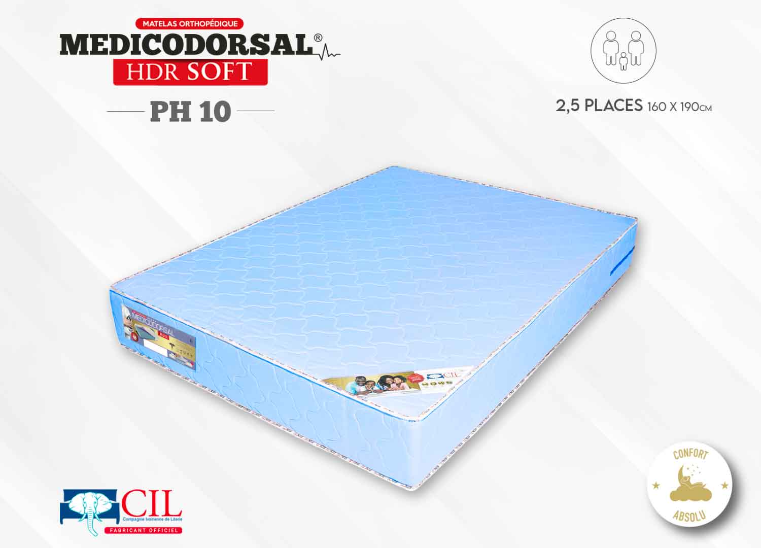 Medicodorsal HDR PH10 soft - 2,5 places - 160x190 cm