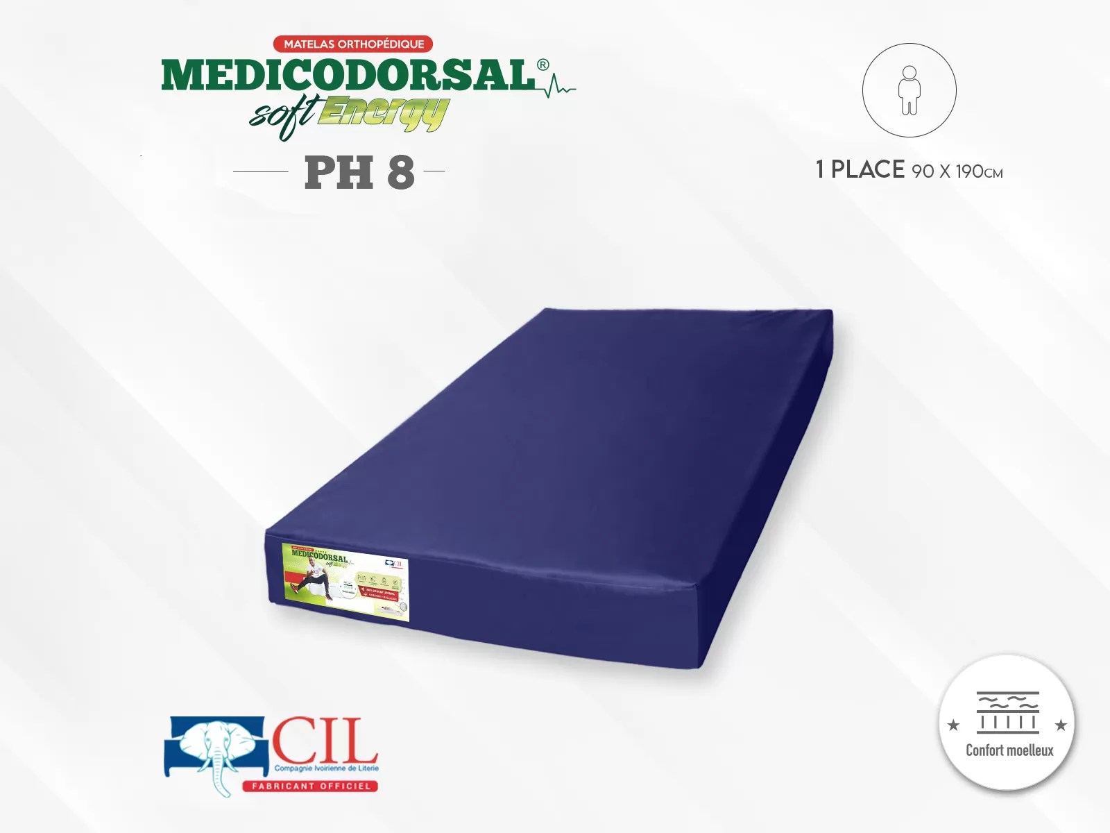 Medicodorsal soft energy - 1 place - Imperméable - 90x190 cm