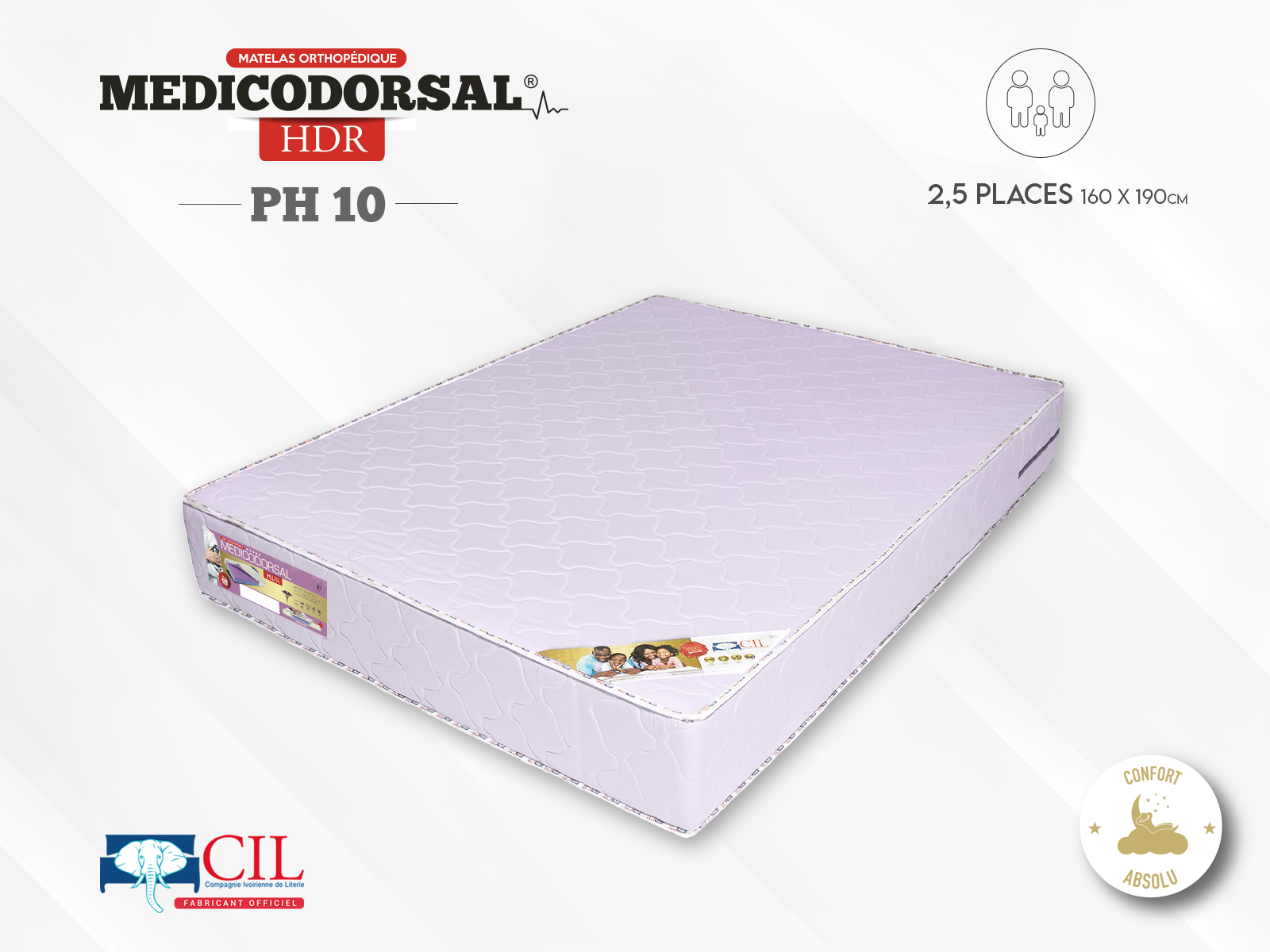 Medicodorsal HDR PH10 - 2,5 places - 160x190 cm