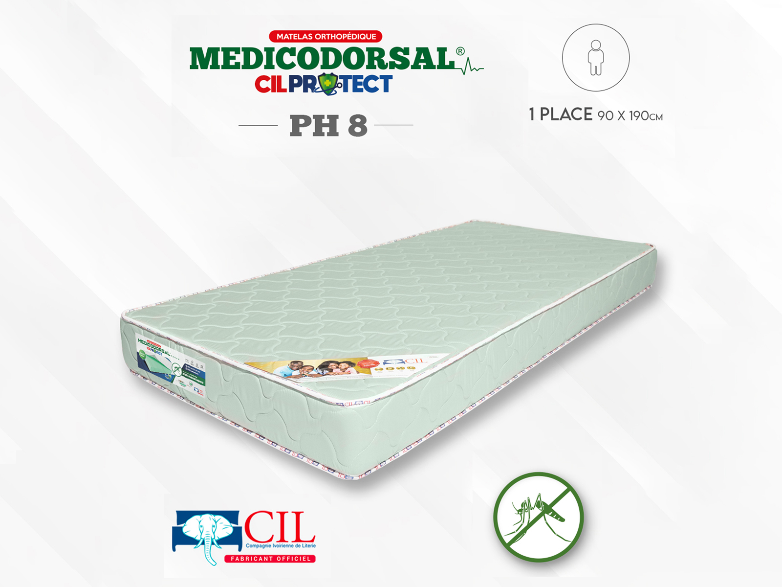 Medicodorsal CIL protect PH8 - 1 place - 90x190 cm