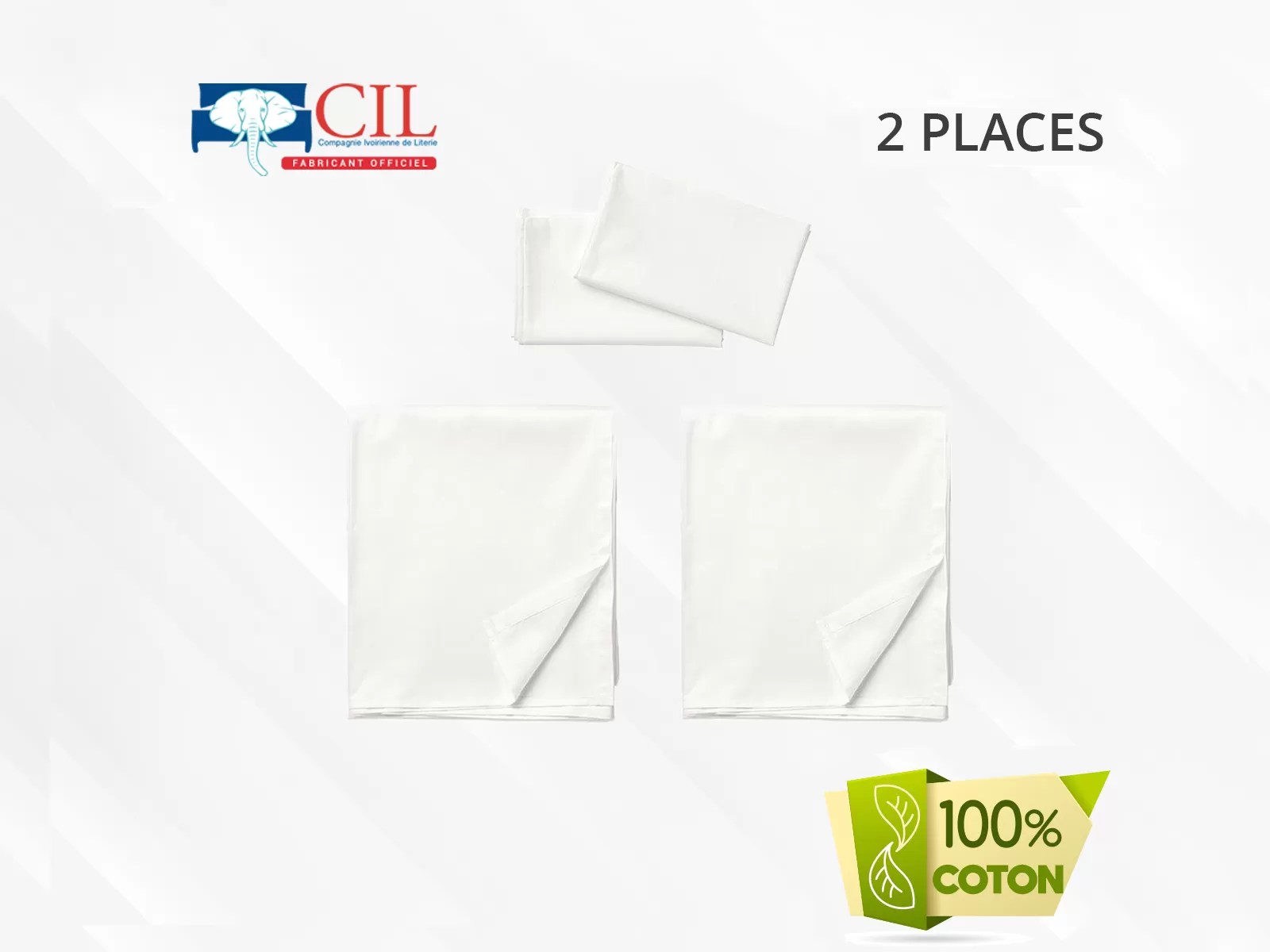 Pack de draps 100% coton - 2 places